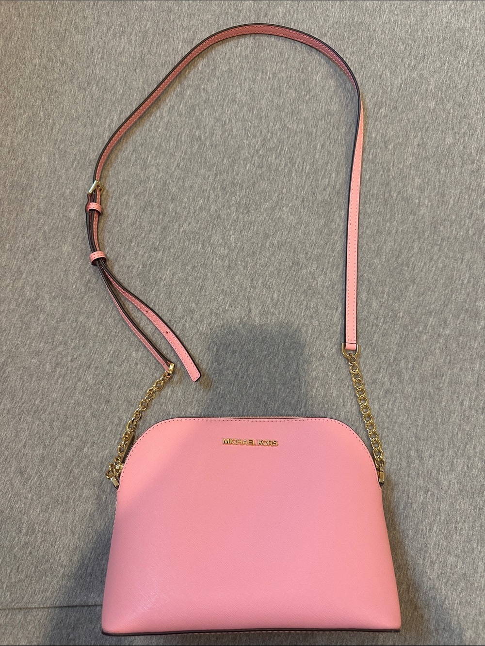 MICHAEL KORS Pink Saffiano Crossbody with Gold Chain